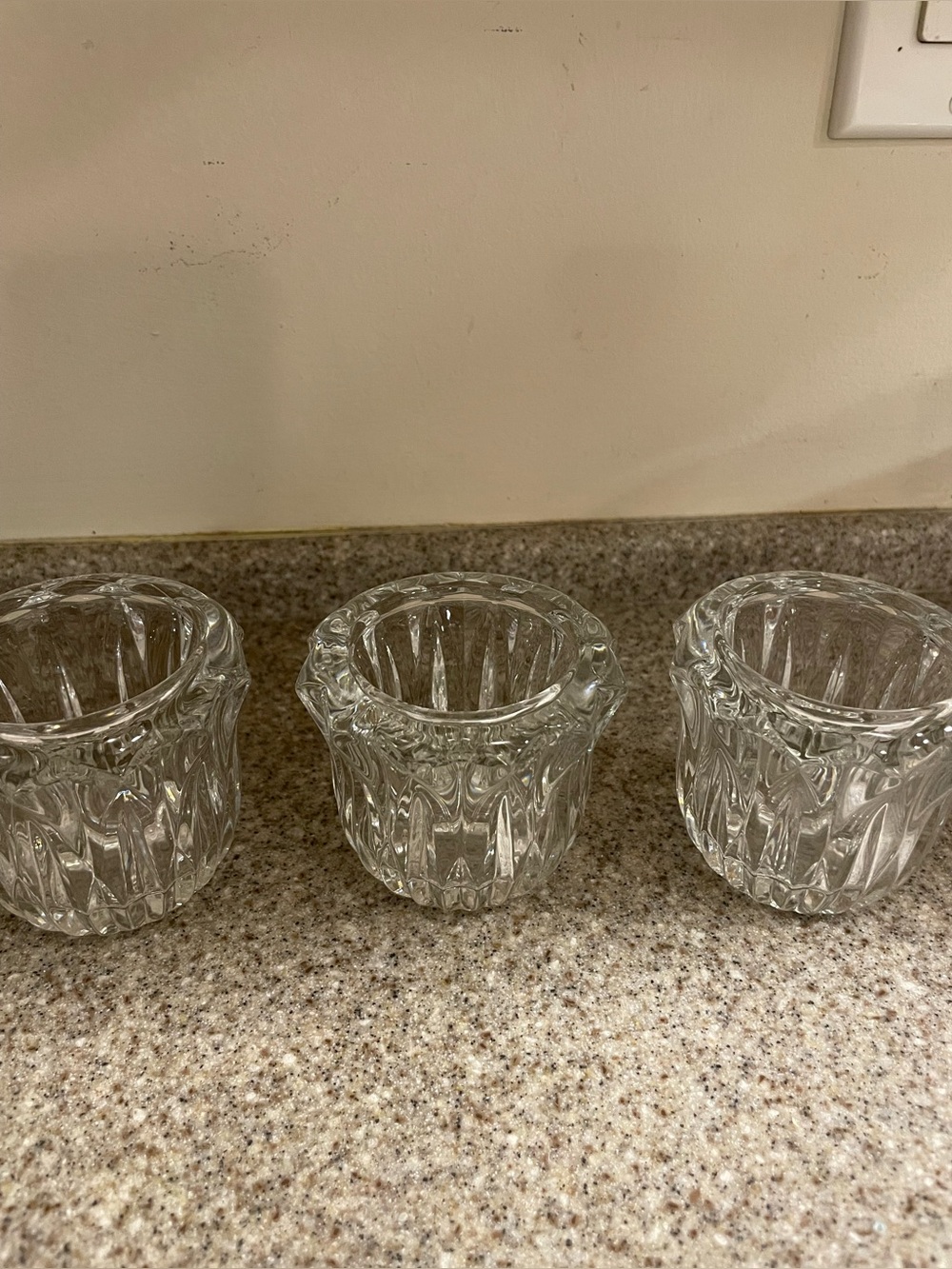 Heavy Clear Glass Votive Candle Holders - Set of 3